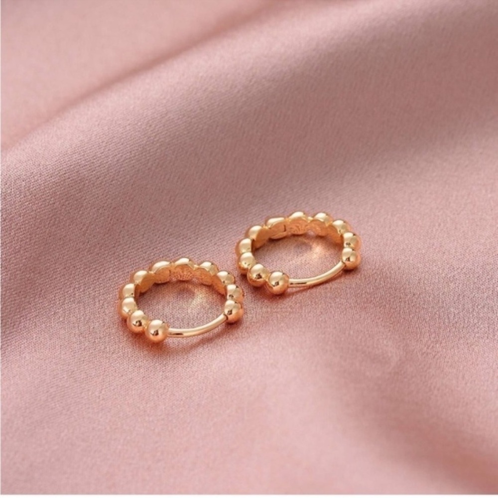 14k Gold Plated Beaded Hoop Earrings
